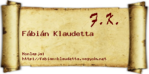 Fábián Klaudetta névjegykártya